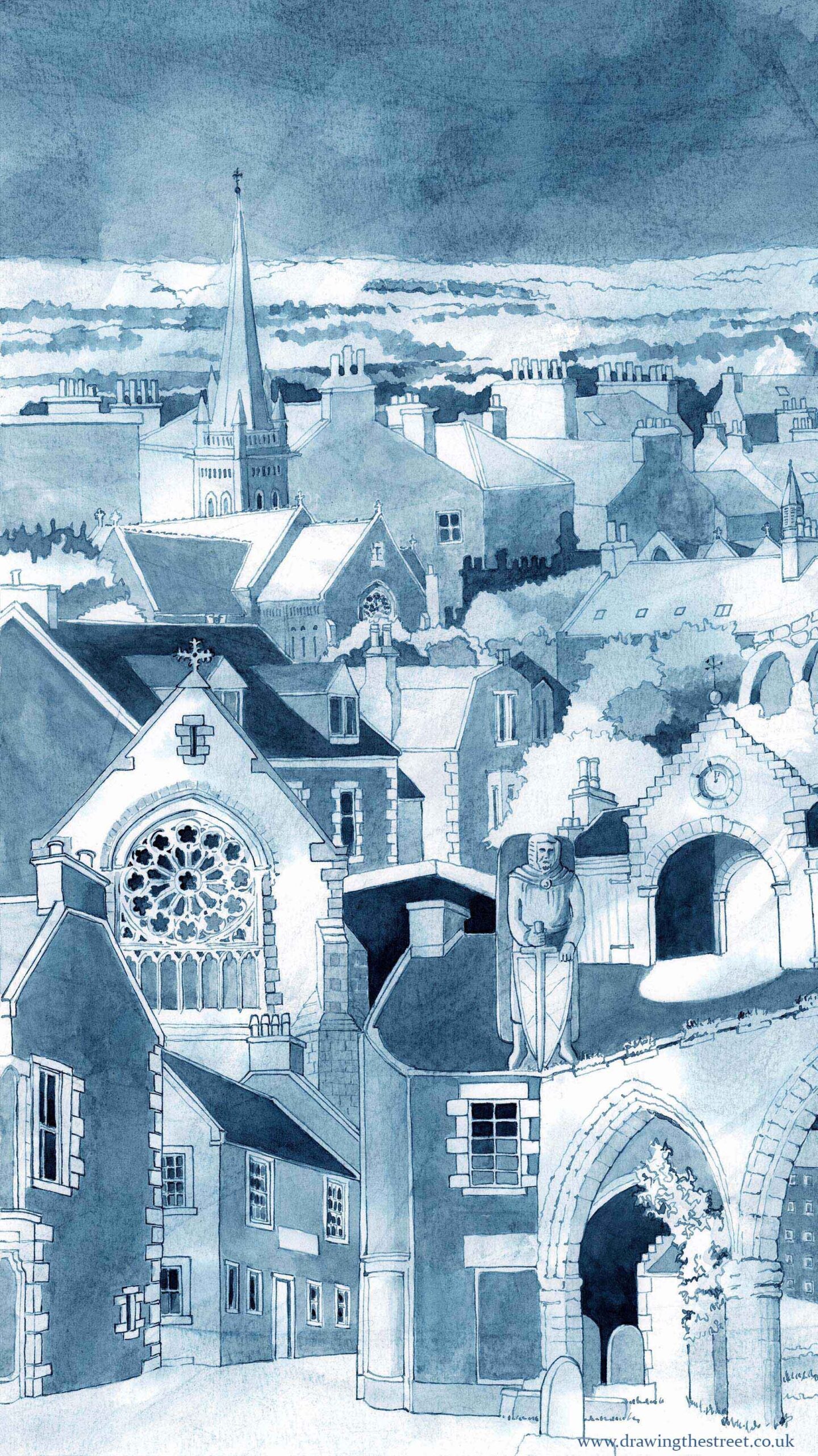 1_Albermarle_Mansions_Holloway_Rd_London_N7_Ronnie_Cruwys colourful drawing of Alnermarle mansions on Holloway Road London